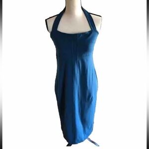 Athleta Blue Sizzle Halter Dress Tall Beach Athleisure Travel Stretch Women’s M